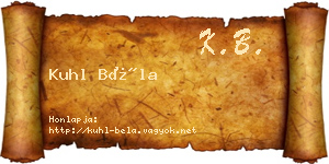 Kuhl Béla névjegykártya